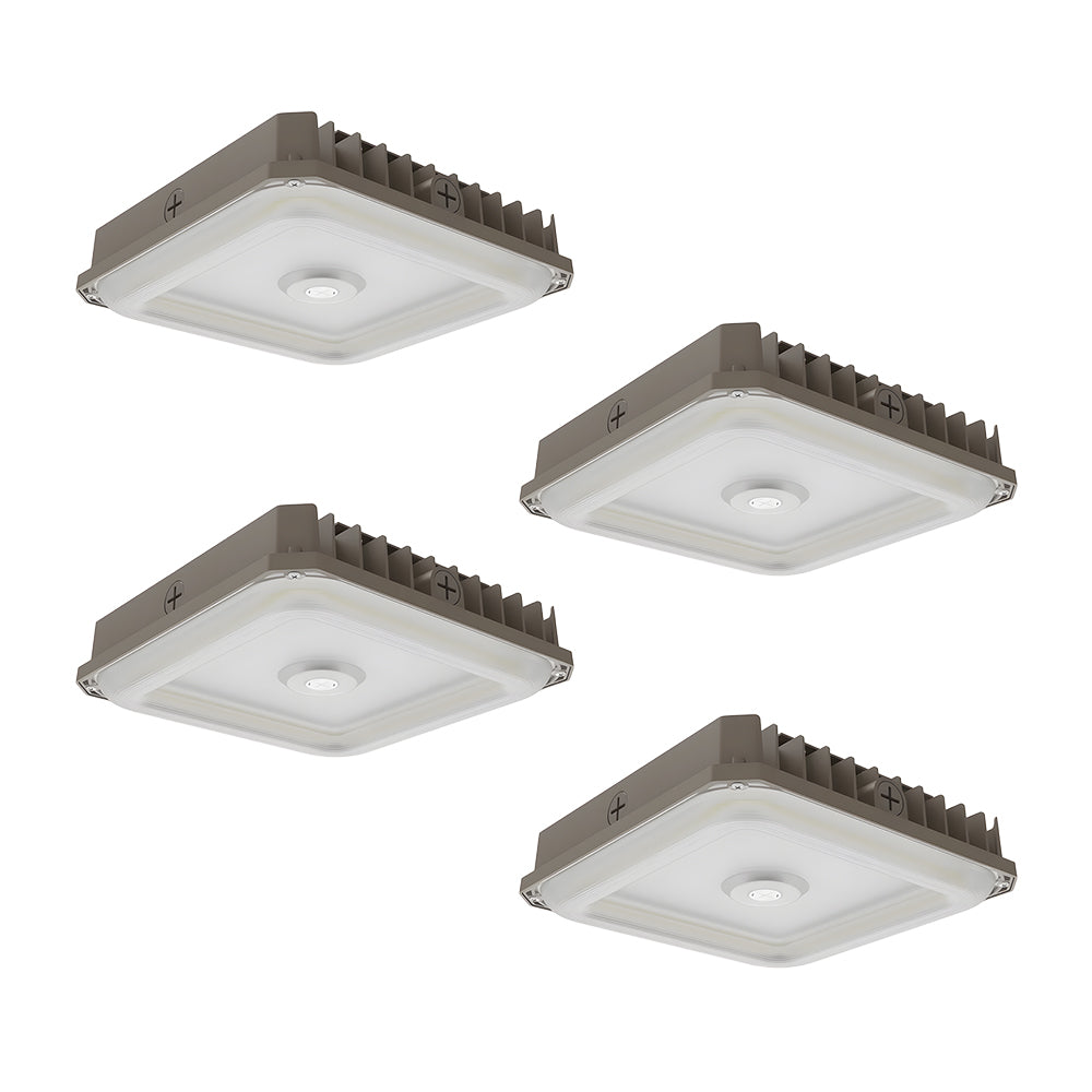 LED Canopy Light with Sensor Base 120-277Vac 100W/80W/60W 5000K/4000K/3500K 0-10V Dim Bronze