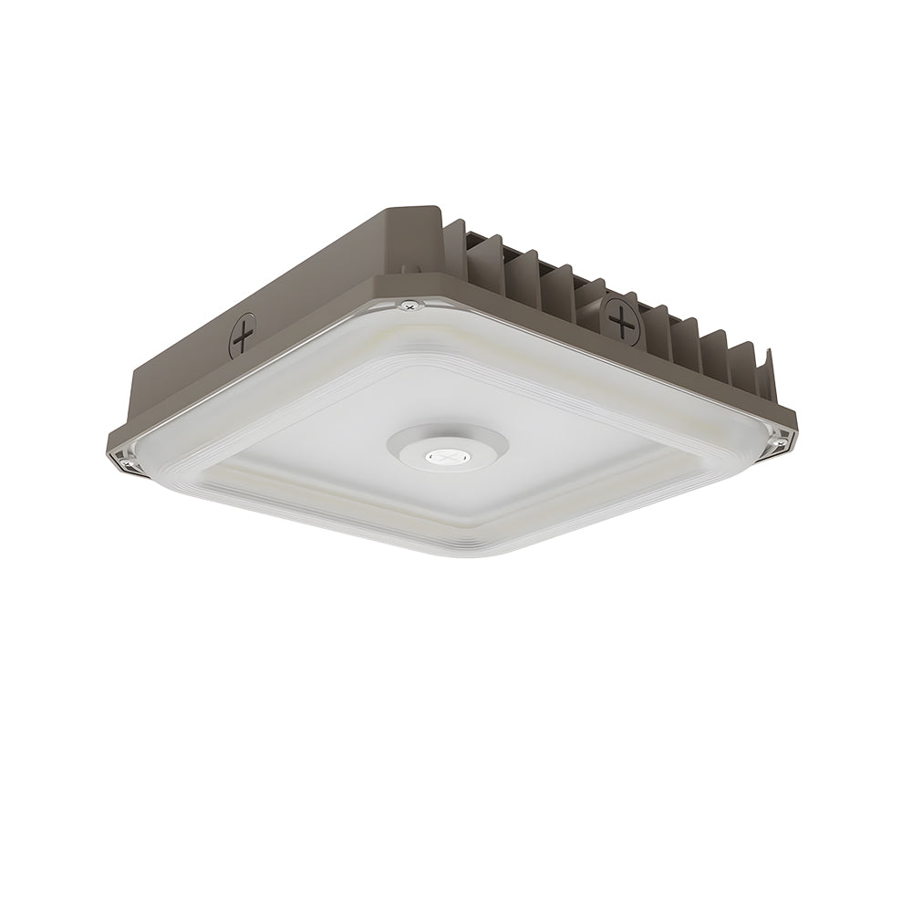 LED Canopy Light with Sensor Base 120-277Vac 100W/80W/60W 5000K/4000K/3500K 0-10V Dim Bronze