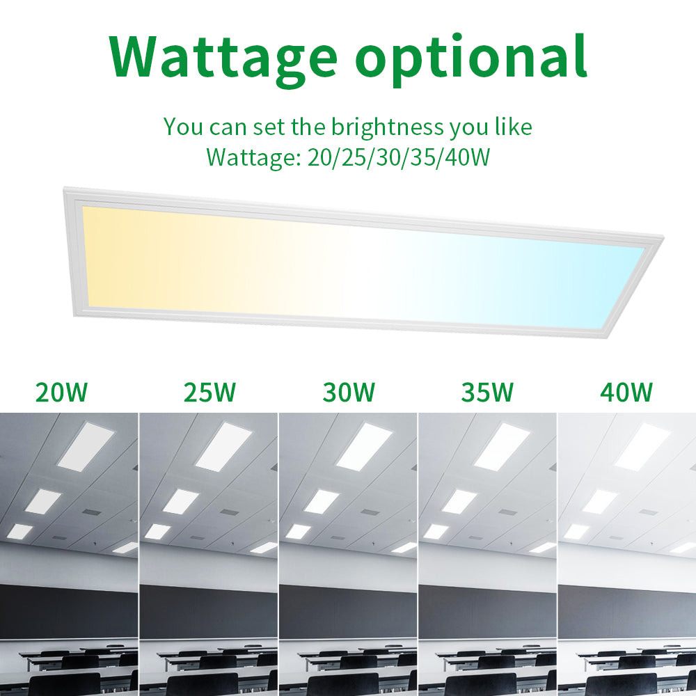 1x4FT LED Panel Light 120-277Vac 40W (5 Watts) 5000K (4 CCT) 0-10V Dim 5200LM 2PK