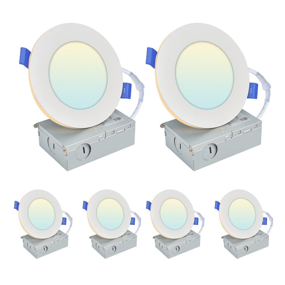 Haloitte Lighting 4 Inch 11W Recessed Downlight with 3W Nightlight Trim 120Vac Selectable CCT 2700K to 5000K  1-10V Triac Dim CRI 90+ 800LM