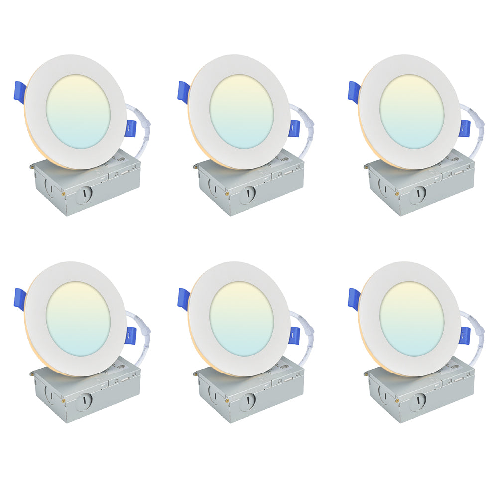 Haloitte Lighting 6 Inch 14W Recessed Downlight with 3W Nightlight Trim 120Vac Selectable CCT 2700K to 5000K  1-10V Triac Dim CRI 90+ 1000LM