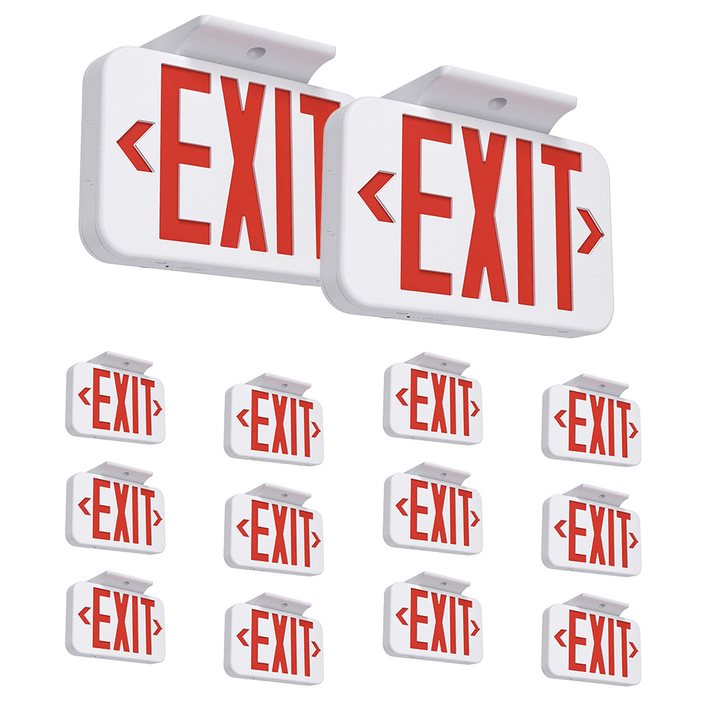 LED Exit Sign with Emergency Back-up Battery Double Sided Red Lettering 120-277Vac 5W 14PK