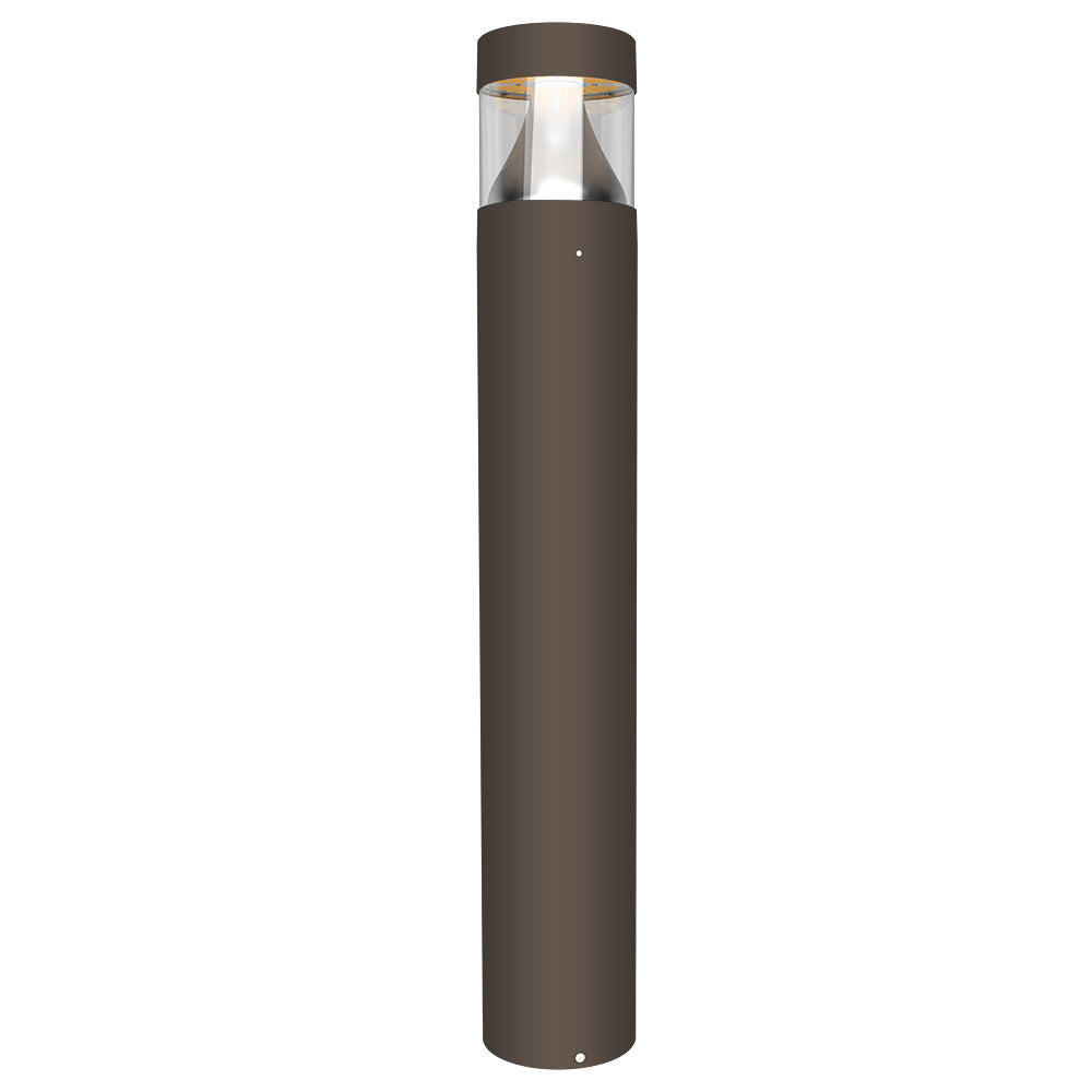 Haloitte Lighting Bronze Round Flat Top LED Bollard with Cone Reflector 120-277Vac Selectable Wattage 14W to 24W Selectable CCT 3000K to 5000K 0-10V Dim IP65 Outdoor