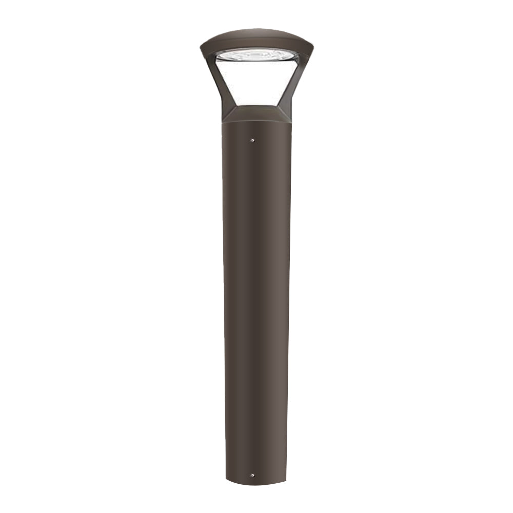 Haloitte Lighting Bronze Round Post-Top LED Bollard 120-277Vac Selectable Wattage 14W to 24W Selectable CCT 3000K to 5000K 0-10V Dim IP65 Outdoor