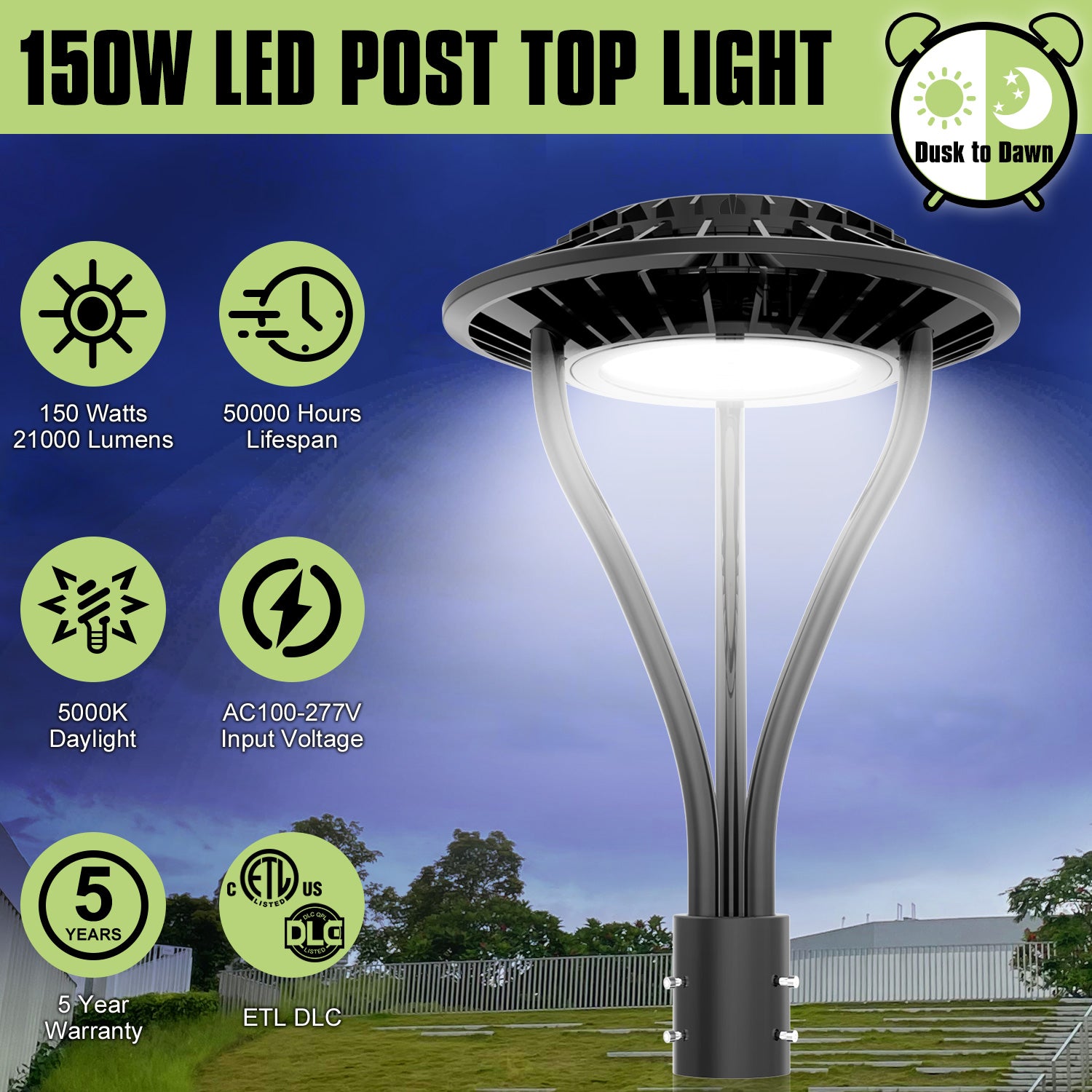 Haloitte Lighting LED Post Top Light 